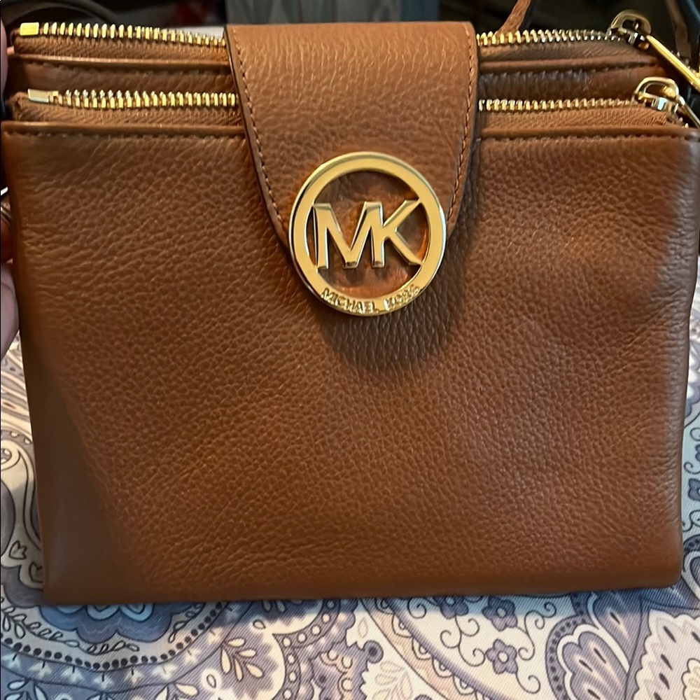 Michael Kors Brown Crossbody Bag with Gold Hardware